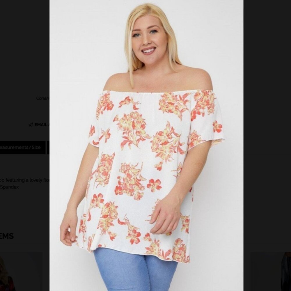 Poliana Plus Floral print off the shoulder top Size 1X